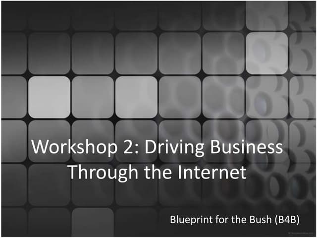 Workshop 2 :Driving business through the internet