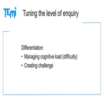 TEMI workshop: tuning the level of inquiry