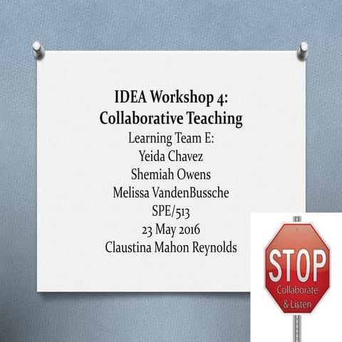 Workshop 4 Collaborative Teaching