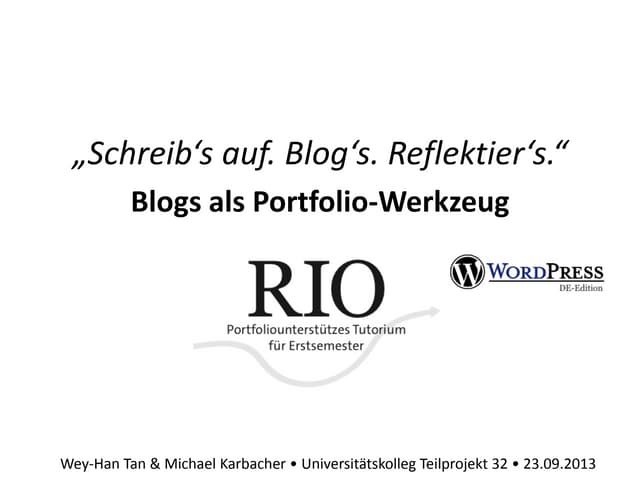 Workshop - Blogs als Portfoliowerkz...