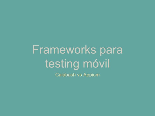 Workshop calabash appium