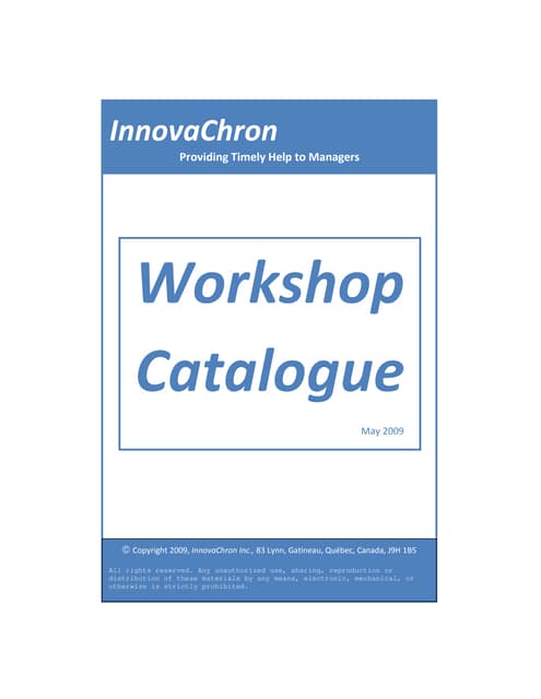 innovaChron\'s Workshop Catalog