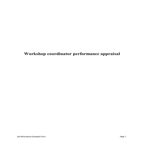 Workshop coordinator performance appraisal