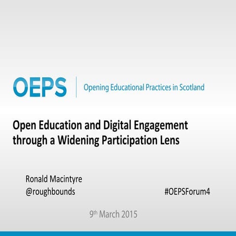 Open education and digital engagement through a widening participation lens