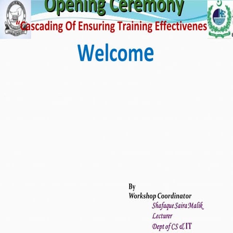 Workshop ensuring traiung effectiveness