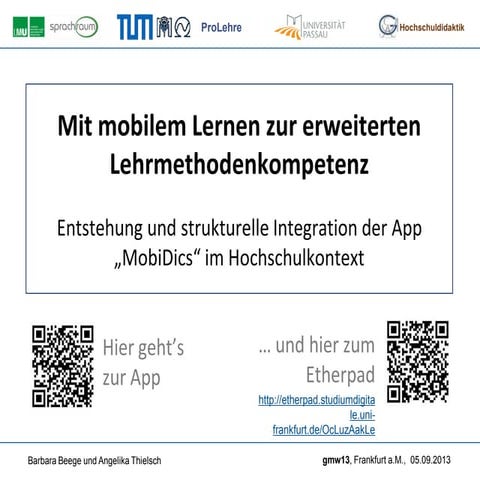 Mit mobilem Lernen zur erweiterten Methodenkompetenz