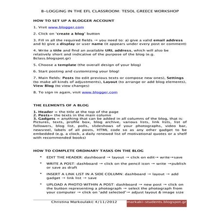 B-logging in the EFL Classroom