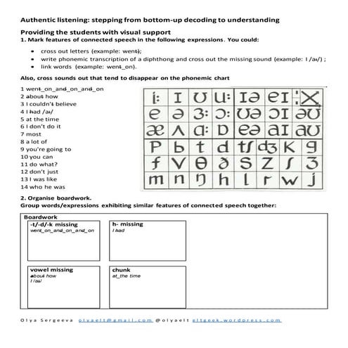 Teaching listening decoding skills (teachers' notes)
