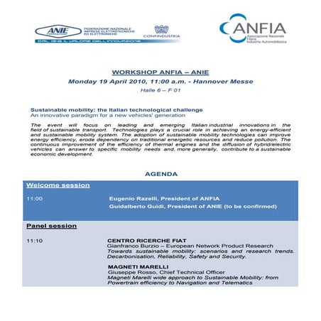 Workshop Hannover ANFIA-ANIE 2010