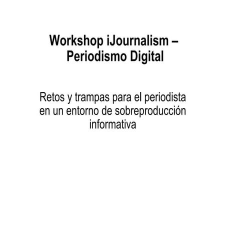 Workshop iJournalism: periodismo digital