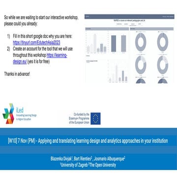 Applying and translating learning design and analytics approaches in your ins...