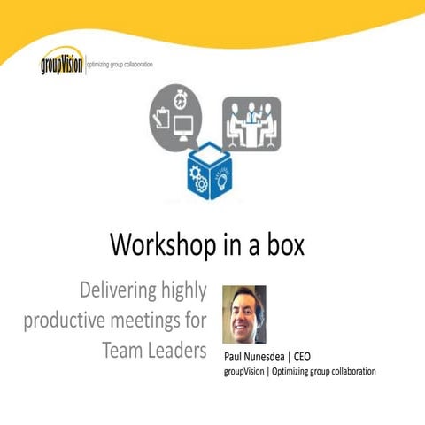 Workshop in a box - delivering high performance meetings