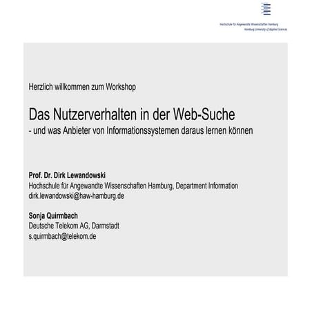 Das Nutzerverhalten in der Web-Suche