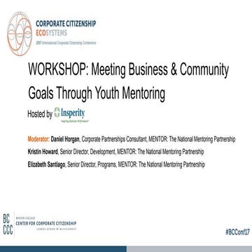 Workshop: Meeting Business & Community Goals Through Youth Mentoring