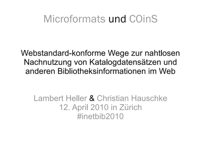 Microformats & COinS