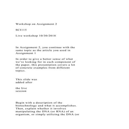 Workshop on Assignment 2 SCI115 Live workshop 103020.docx