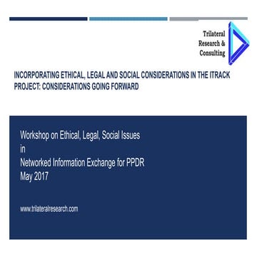 Workshop on Ethical, Legal, social Issues in Networked Information Exchange f...