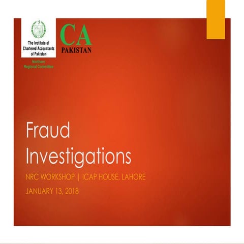 Workshop on Fraud Investigation