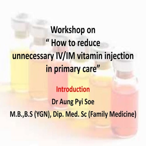 Workshop on IV injection Introduction