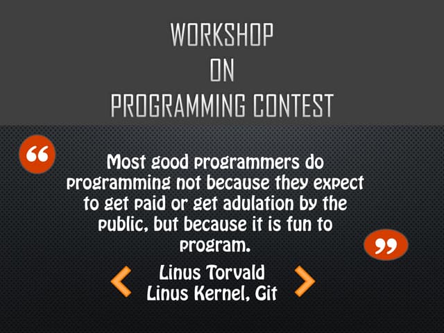 Workshop on programming contest | PPT