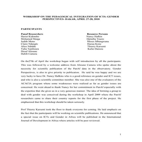 Workshop on the pedagogical integration of icts