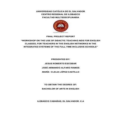 “Workshop on the use of didactic teaching aids for english classes, for teach...