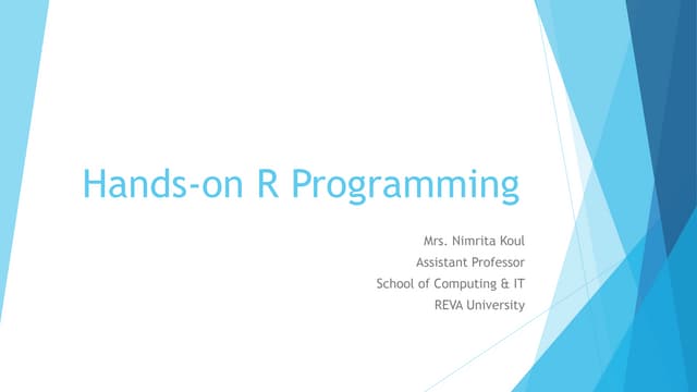 Workshop presentation hands on r programming