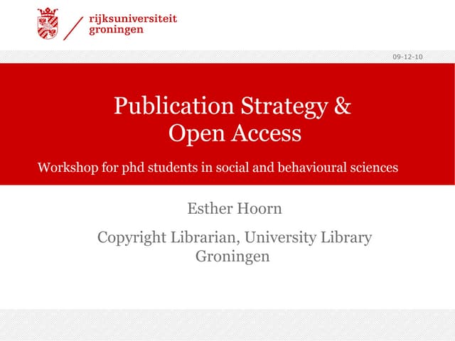 Workshop publication strategy gmw
