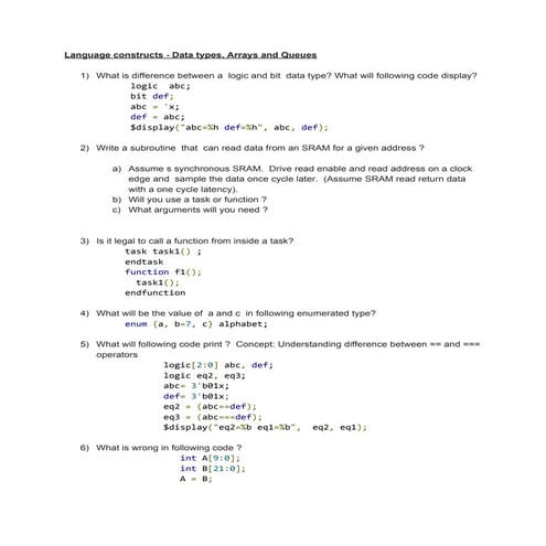 Exercises on Advances in Verification Methodologies 