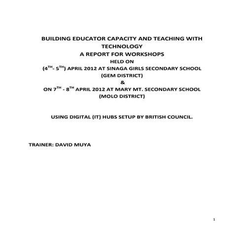 Building teachers capacity in the use of technology in teaching