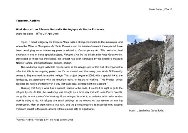 Refuges d’Art - Workshop at the Rés...