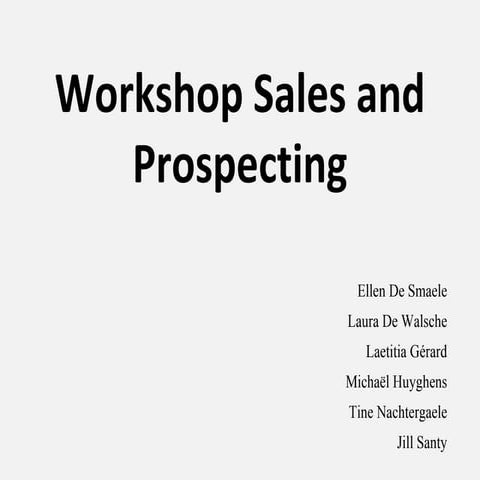 Workshop Sales And Prospecting