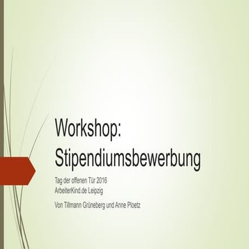 Workshop Stipendiumsbewerbung