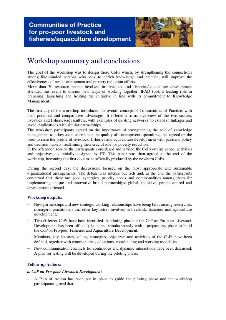 CoPPPLD Inception Summary and Conclusions