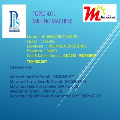 Workshop technology-milling machine