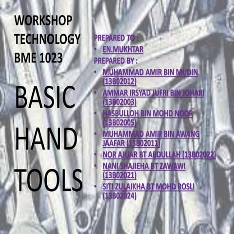 Workshop technology hand basic tools | PPT