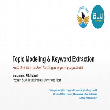 Topic Modeling and Keyword Extraction - From statistical machine ...