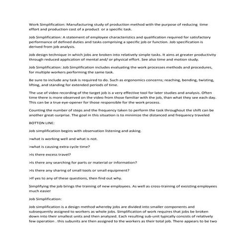 Work simplification | PDF