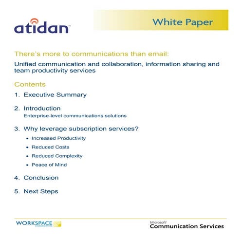 WorkSpace - Unified Communications White Paper - From Atidan