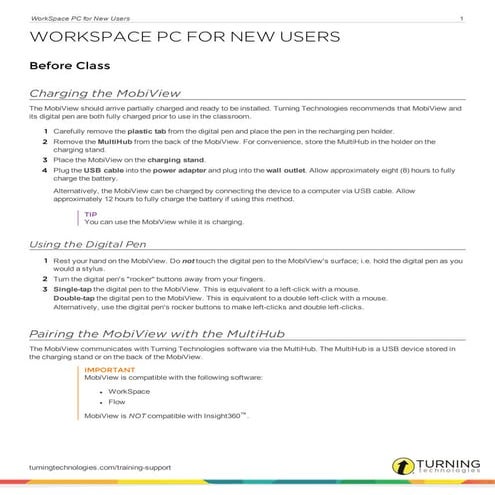 Work space PC for New Users