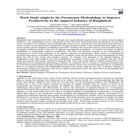 Work study might be the paramount methodology to improve productivity in the ...