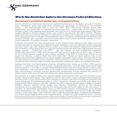 Work the Switches Before the German Federal Election
