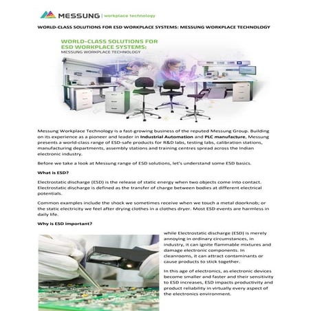 WORLD-CLASS SOLUTIONS FOR ESD WORKPLACE SYSTEMS: MESSUNG WORKPLACE TECHNOLOGY