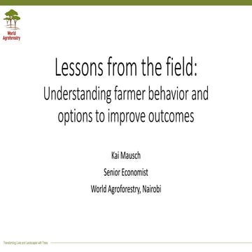 Understanding farmer behavior and options to improve outcomes
