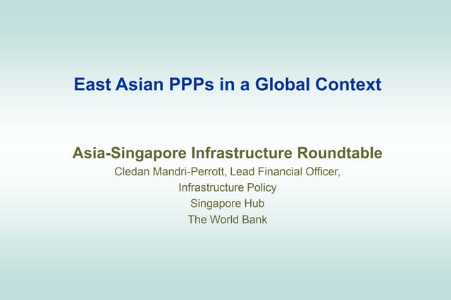 East Asian Public-Private Partnerships in a Global Context