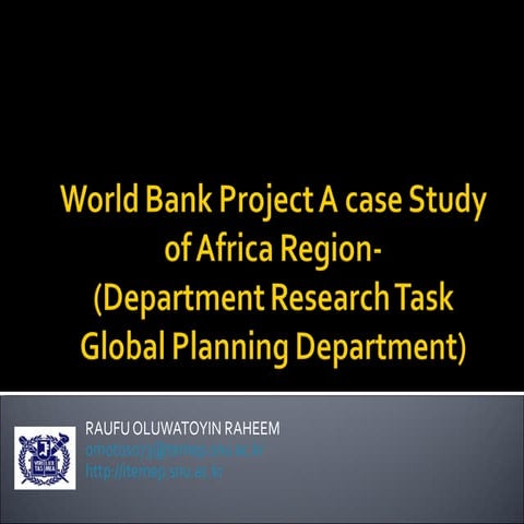 World bank project a case study of africa region 