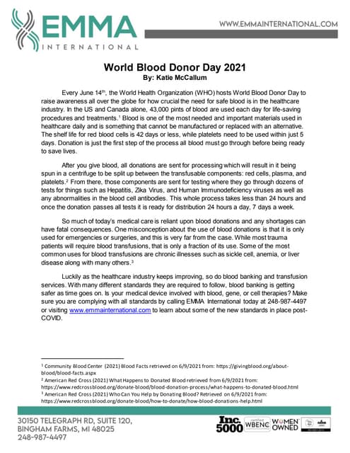 World Blood Donor Day 2021