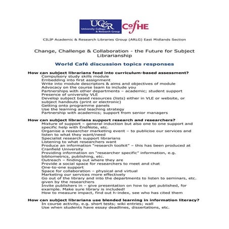 World cafe responses