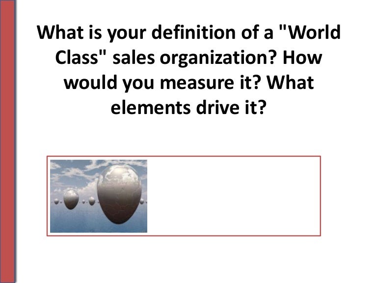 World Class Sales Organization World Class Sales Organization
