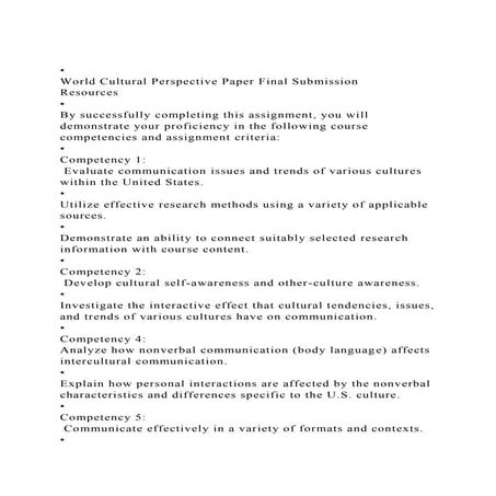 • World Cultural Perspective Paper Final SubmissionResources.docx